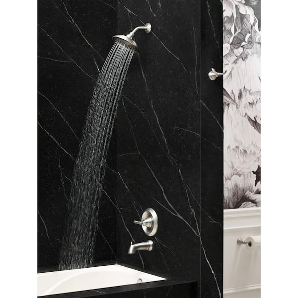 Moen Halle Spot Resist Brushed Nickel 1-Handle Commercial/Residential Bathtub and Shower Faucet with Valve Included Moen Halle Spot Resist Brushed Nickel 1-Handle Commercial/Residential Bathtub and Shower Faucet with Valve Included