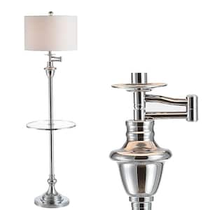 Cora 60 in. Metal/Glass LED Side Table and Floor Lamp, Chrome