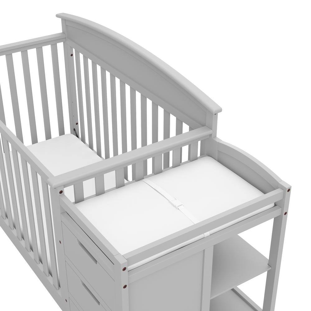 Pebble Gray Pine Convertible Crib and Changer with Storage