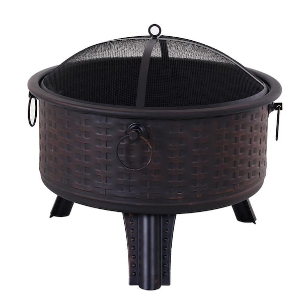DIRECT WICKER Irene 26 in. x 22 in. Outdoor Wood Black Patio Fire Pits Burning Fire Pit