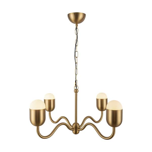 ALORA MOOD Effie 27 in. 4 Light 40-Watt Brushed Gold/Opal Glass Chandelier