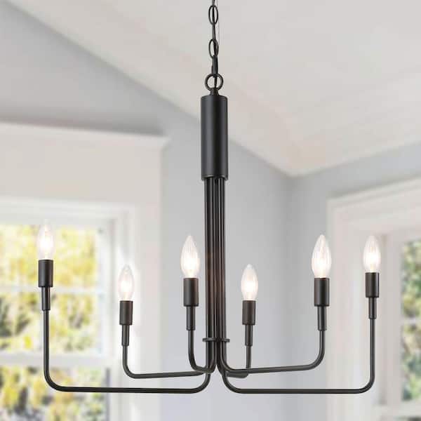 Farmhouse Black Chandelier 8-Light Rustic Candle Style Empire Shabby 