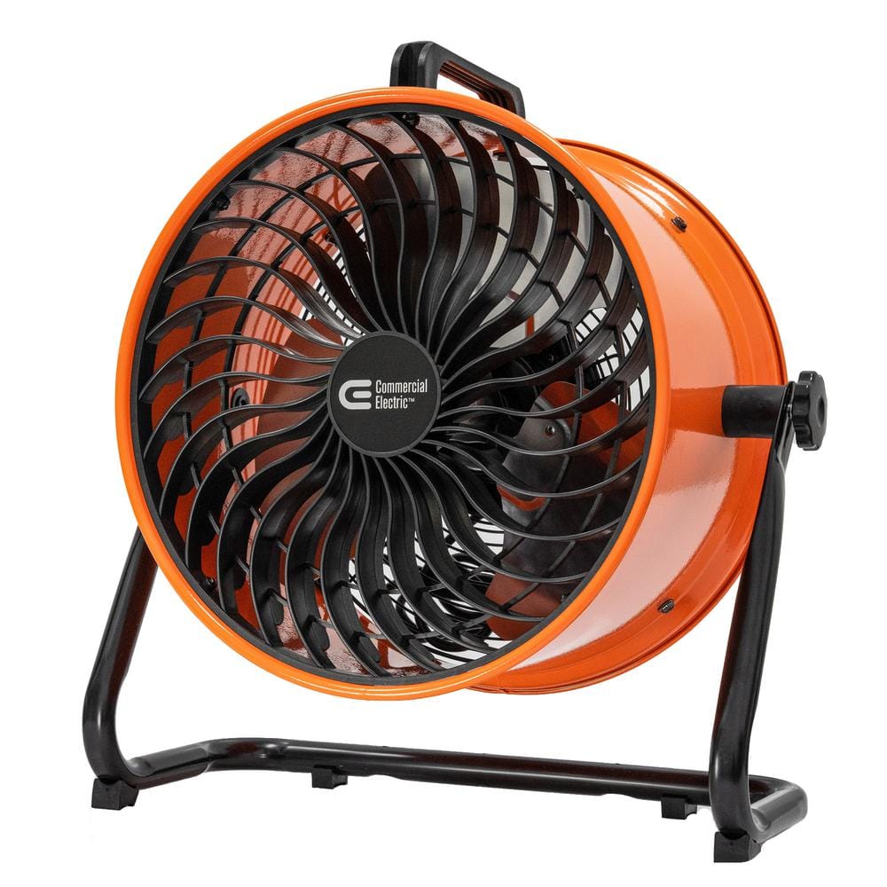 16 in. 3-Speed Drum Floor Fan in Orange High Velocity Turbo