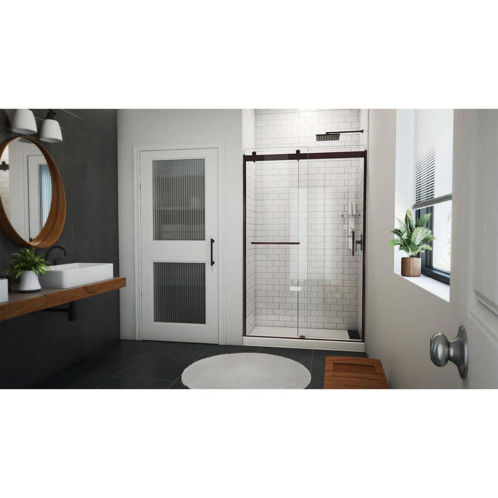 Sapphire-V 76" High Oil Rubbed Bronze Frameless Shower Door