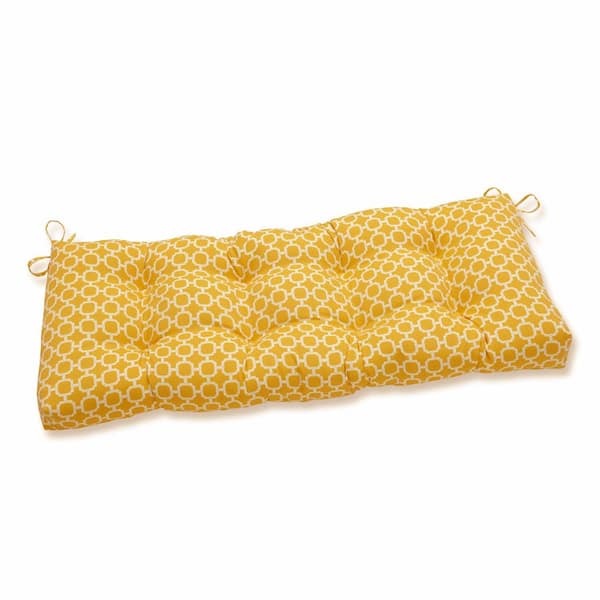 Pillow Perfect Other Rectangular Outdoor Bench Cushion in Yellow