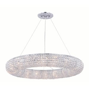 Timeless Home 41 in. L x 41 in. W x 5 in. H 18-Light Chrome Contemporary Chandelier with Clear Crystal