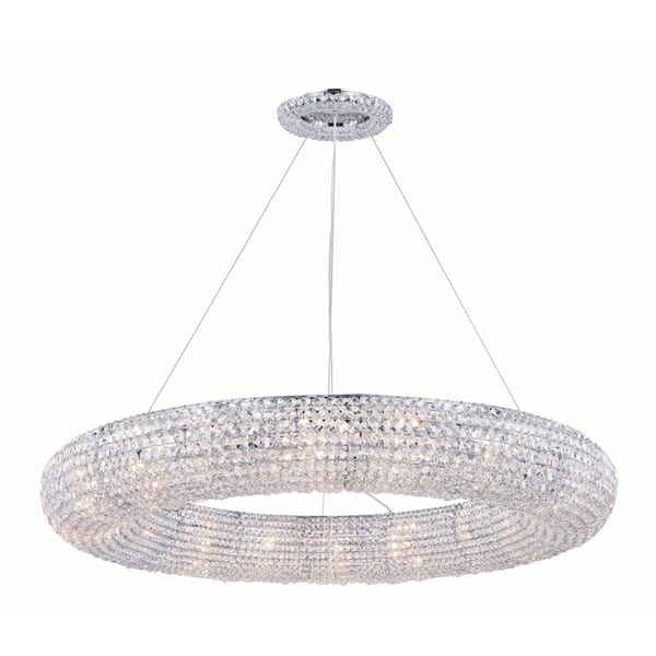 Unbranded Timeless Home 41 in. L x 41 in. W x 5 in. H 18-Light Chrome Contemporary Chandelier with Clear Crystal
