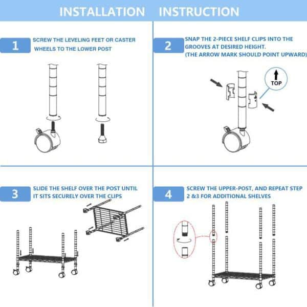 Tileon 4-Shelf Iron Pantry Organizer with Wheels in Silver, Adjustable  Heavy-Duty Storage Shelves for Kitchen AYBSZHD1700 - The Home Depot