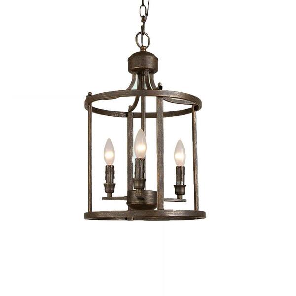 Filament Design Xavier 3-Light Brown Incandescent Ceiling Lantern