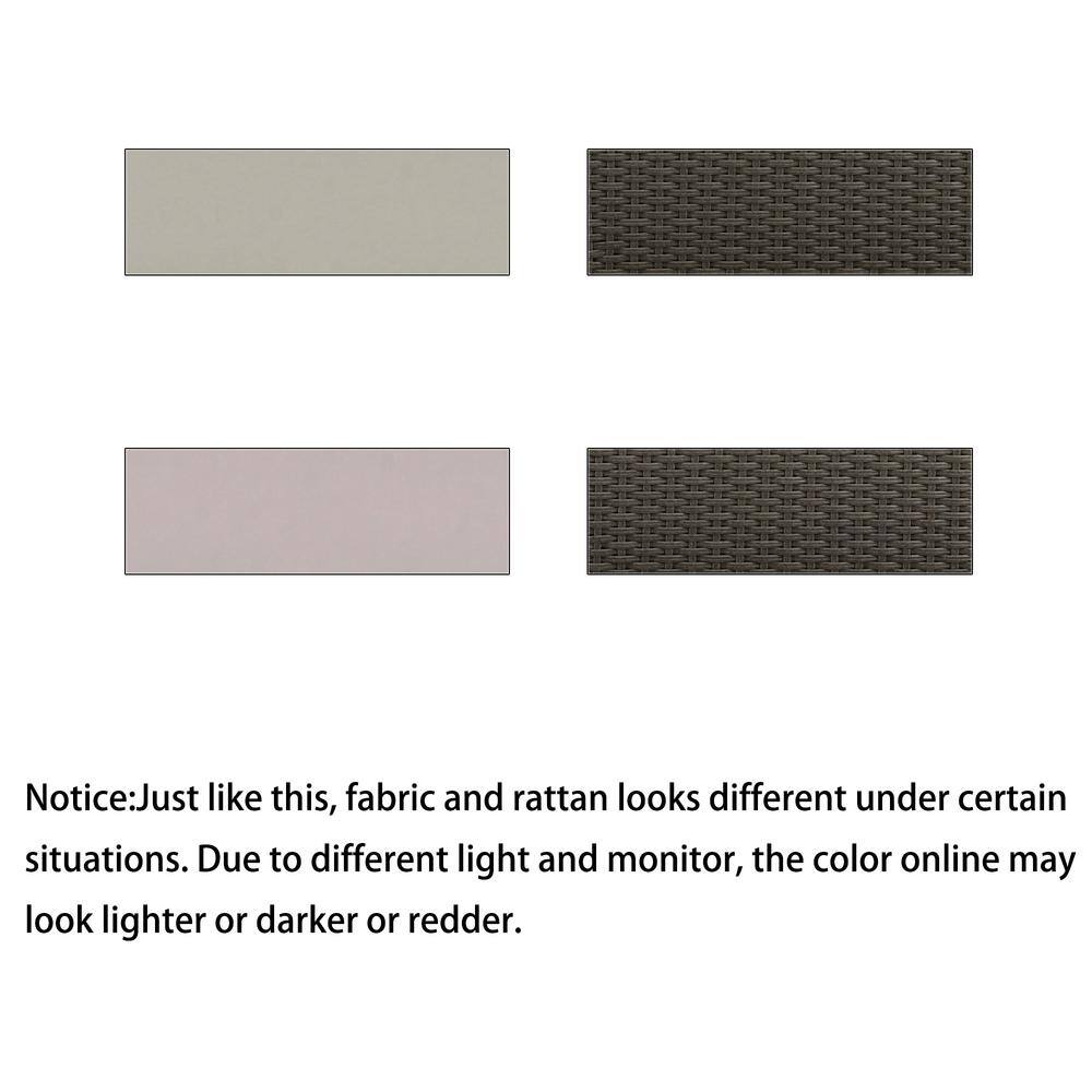 Harper & Bright Designs Gray Wicker Outdoor Chaise Lounge Reclining Daybed with 3-Height Adjustable Back, Protection Cover and Gray Cushions - 3