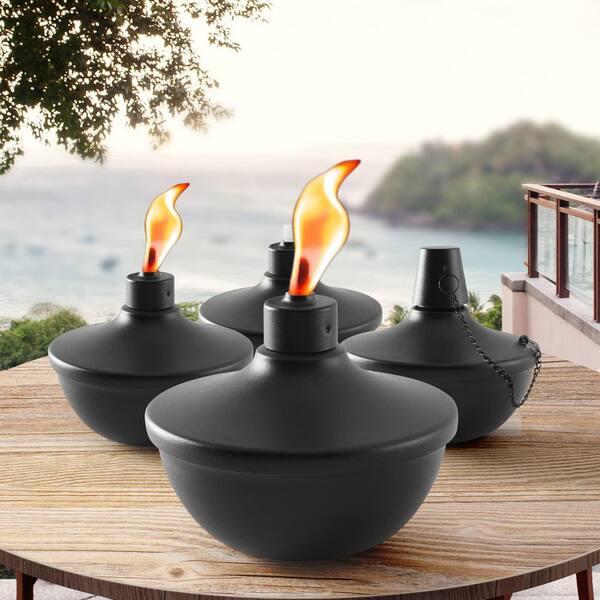 Hcman 6-Pack 22 oz. Refillable Metal Table Top Citronella Torches