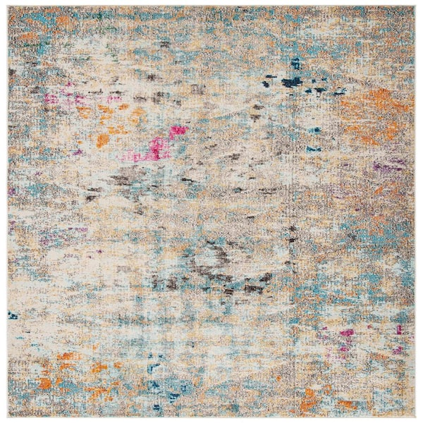 SAFAVIEH Madison Gray/Gold 5 ft. x 5 ft. Square Abstract Area Rug