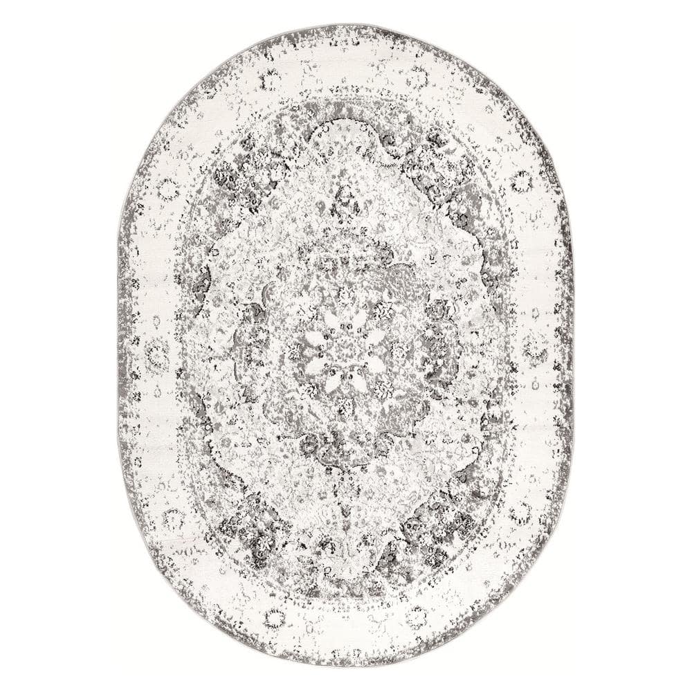 Monaco Gray 5 ft. x 7 ft. Traditional Medallion Oval Area Rug price history on PriceWatchPro