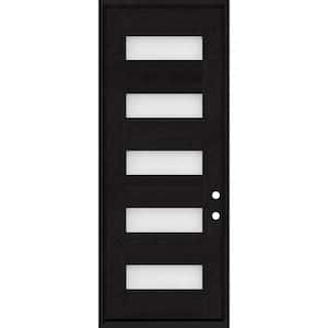 Regency 36 in. x 96 in. 5L Modern Frosted Glass LHIS Onyx Stained Fiberglass Prehung Front Door