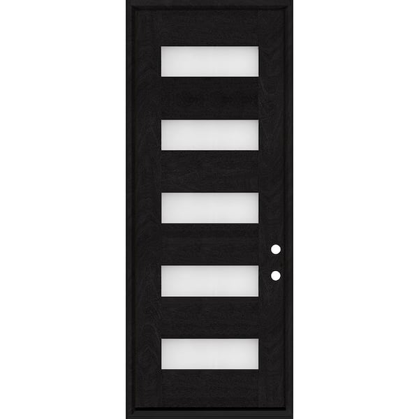 Regency 36 in. x 80 in. 5L Modern Clear Glass LHIS Onyx Stained Fiberglass Prehung Front Door