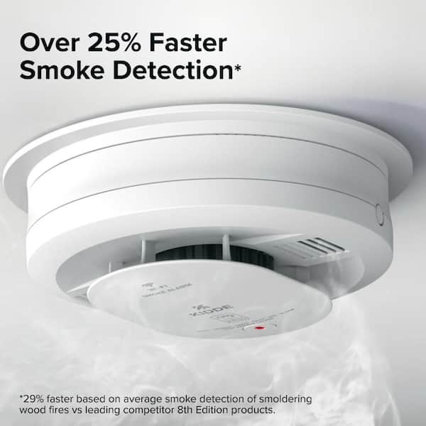 Kidde Hardwired Ring App Enabled Smart Smoke & Carbon Monoxide Detector, AA  Battery Backup, Voice Alerts, Interconnected Alarm 21033275