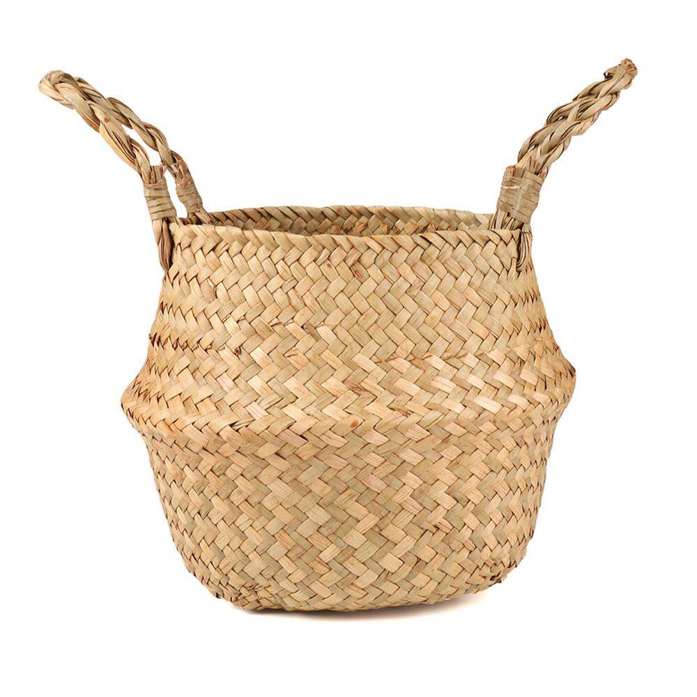 Small 7 in. Dia Beige Woven Seagrass Wicker Basket with Handle for Plant Pots Storage price history on PriceWatchPro