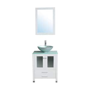 24.4 in. W x 21.7 in. D x 29.5 in. H Single Sink Bath Vanity in White with Top and Mirror