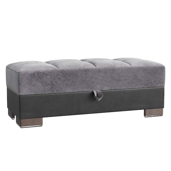Ottomanson Basics X Collection Light Gray/Black Ottoman With Storage