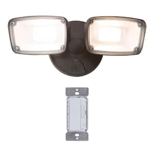 FT 23-Watt 180° Bronze Outdoor Integrated LED Flood Light with Adjustable Lamp Head