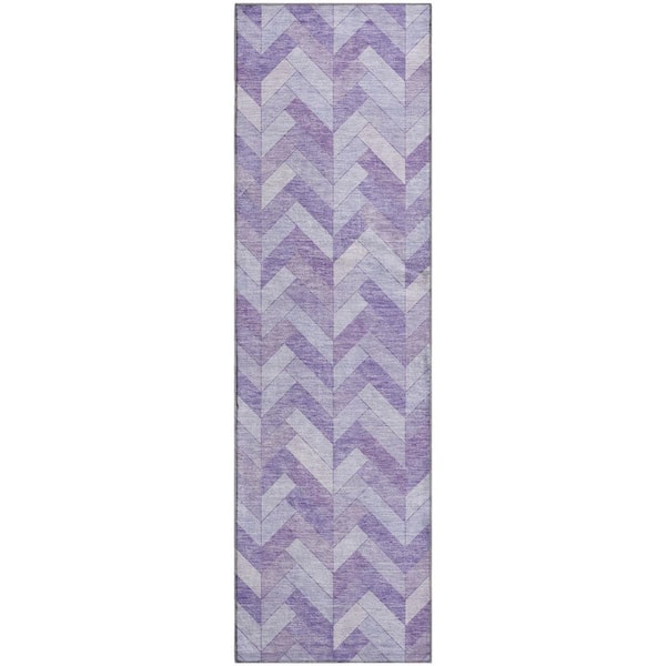 Mayfield Premium Machine Washable Abstract AMF2297 Plum 2 ft. x 7 ft. Runner Rug