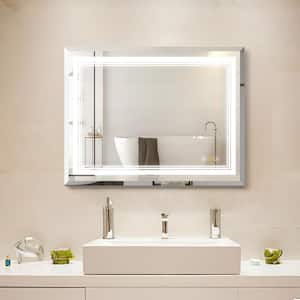Siren 32 in. W x 24 in. H Medium Rectangular Frameless LED Dimmable Anti-Fog Wall Mount Bathroom Vanity Mirror in Silver