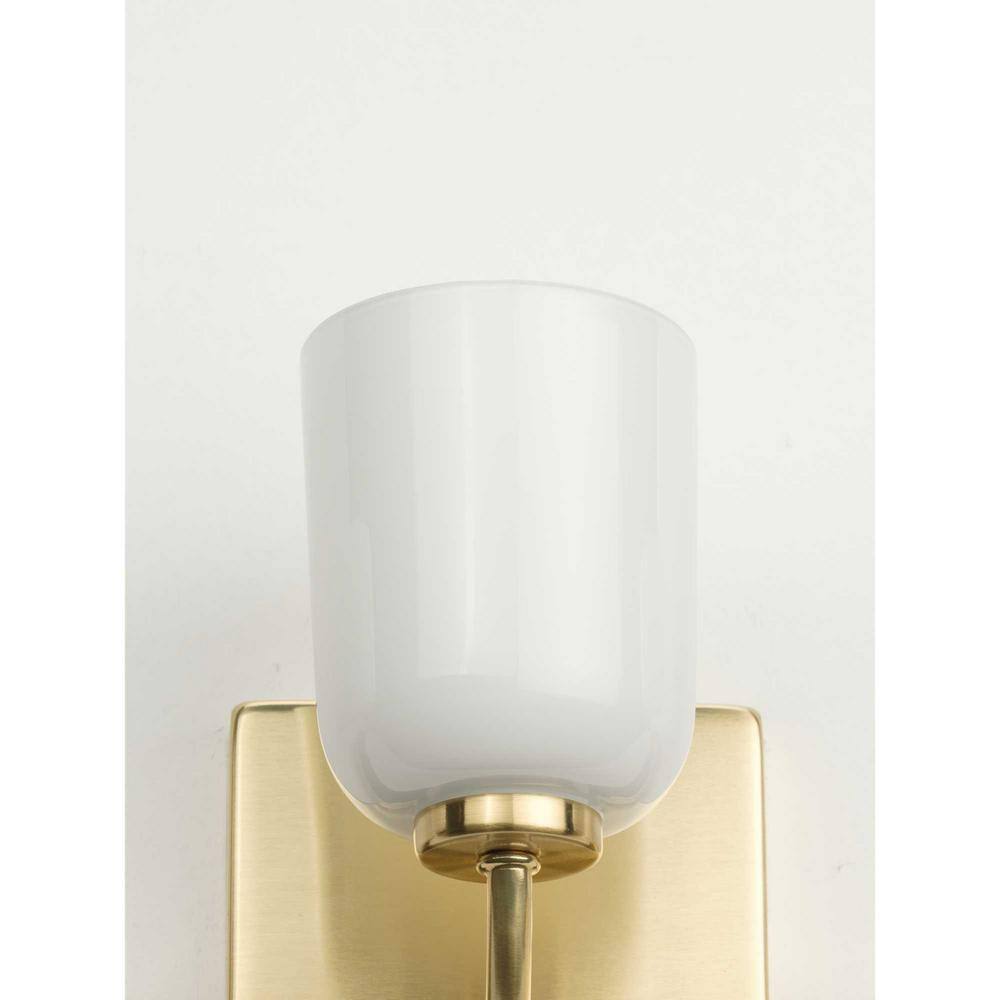 Satin Brass 3-Light Bath Vanity with White Opal Glass