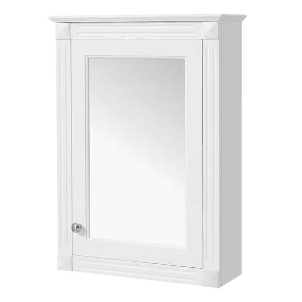 20 in. W x 27.8 in. H Rectangular MDF Medicine Cabinet with Mirror in White with Adjustable Shelf