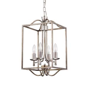 Tomas 11 in. 4-Light Indoor Antique Silver Chandelier with Light Kit