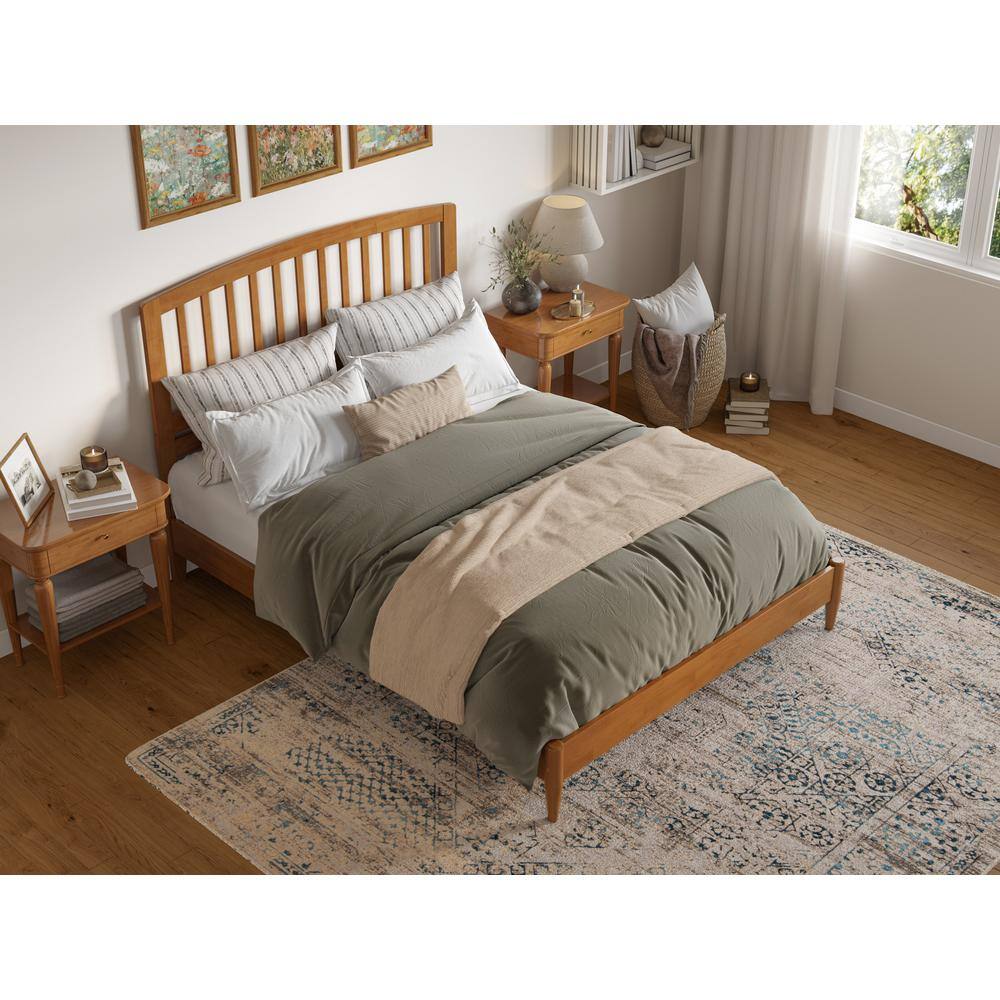 Quincy Light Toffee Queen Wood Platform Bed with Slats