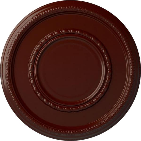 Ekena Millwork 1-1/8" x 17-3/8" x 17-3/8" Polyurethane Federal Roped Large Ceiling Medallion, Brushed Mahogany
