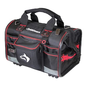 18 in. 41 Pocket Heavy Duty Large Mouth Tool Bag with Tool Wall
