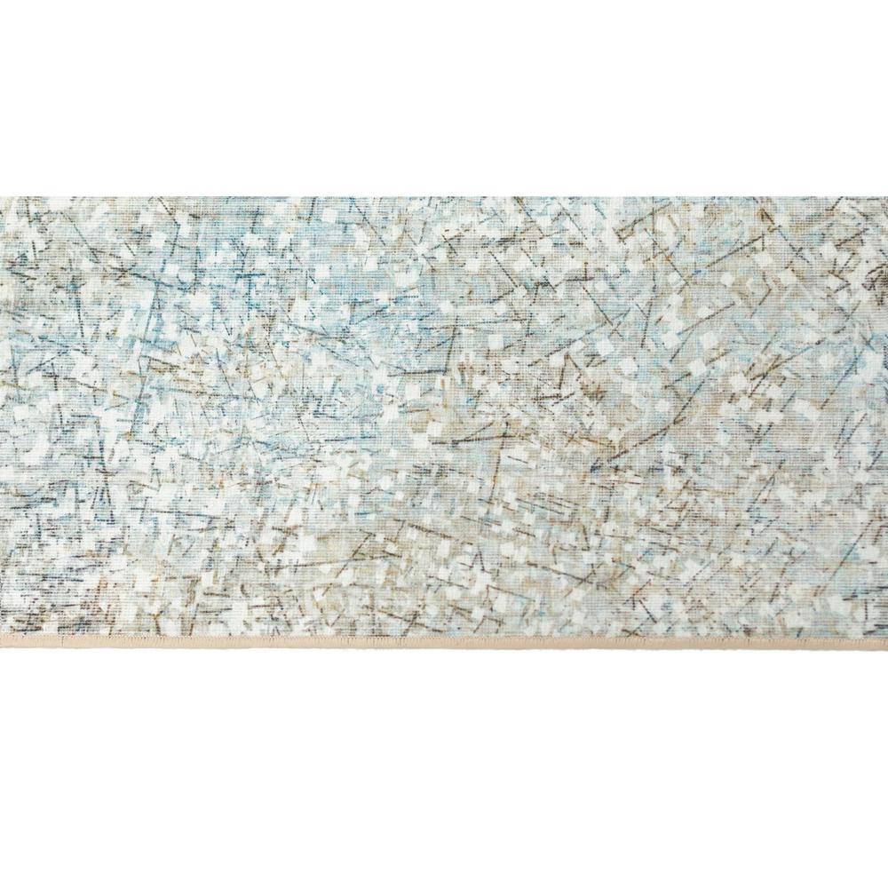 Gray and Beige Synthetic Stripe Washable Runner Rug