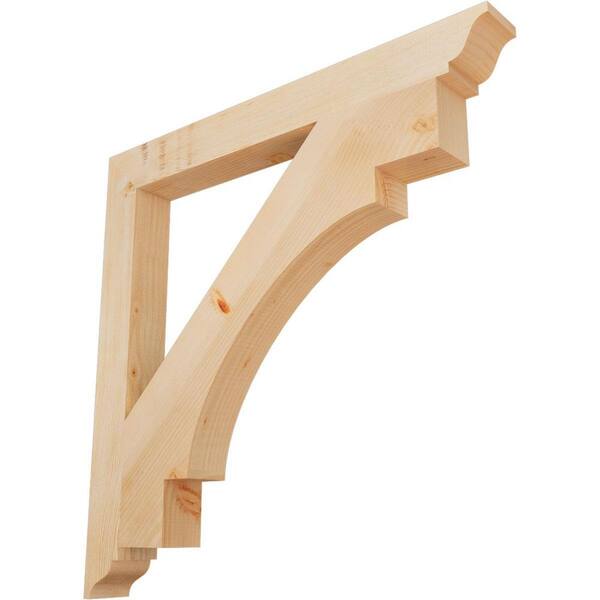 Ekena Millwork 3.5 in. x 38 in. x 38 in. Douglas Fir Merced Traditional Smooth Bracket