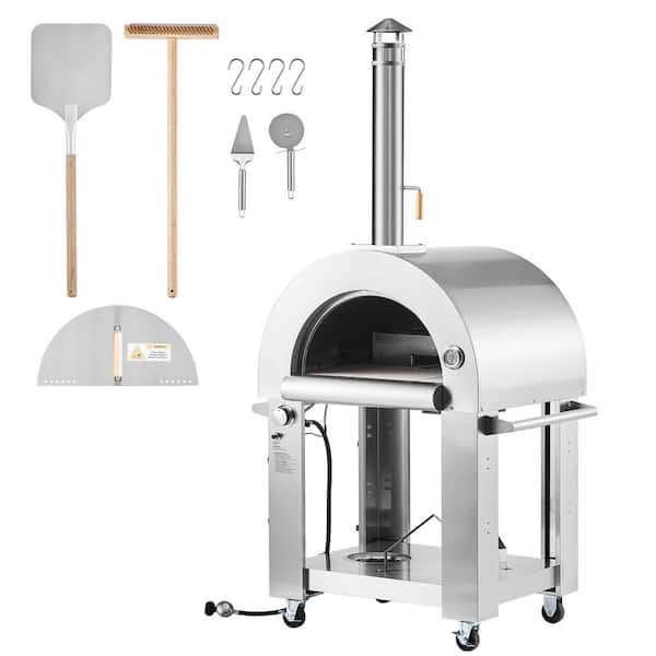 26 in. Portable Pizza Oven, Dual Fuel Pizza Oven Outdoor, Pellet and Gas Powered with Thickened Cordierite Pizza-Stone