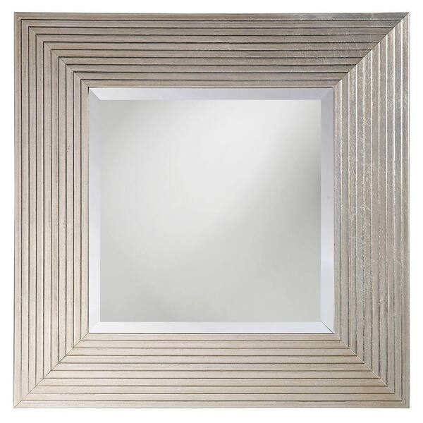 Unbranded 26 in. x 26 in. Bright Silver Stepped Square Framed Mirror
