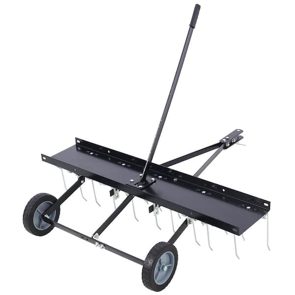 Black 45 in. L Metal Landscape Rake Lawn Sweeper Tow Behind Dethatcher for Outdoor Yard Tools Lawn Care