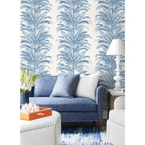 30.75 sq. ft. Luxe Haven Coastal Blue Keana Palm Vinyl Peel and Stick Wallpaper Roll