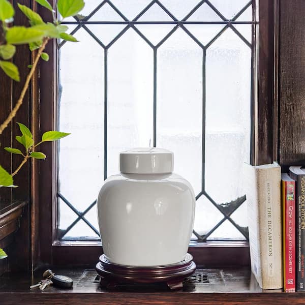 10 in. White Porcelain Ginger Jar