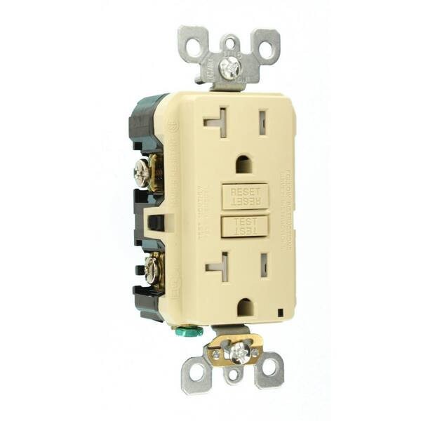 Leviton 20 Amp 125 Volt Duplex Smartest Self Test Smartlockpro Tamper Resistant Gfci Outlet Ivory R91 Gftr2 0ki The Home Depot