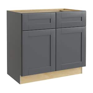 Washington 36 in. W x 24 in. D x 34.5 in. H Assembled Plywood Base Kitchen Cabinet in Onyx with Soft Close Doors