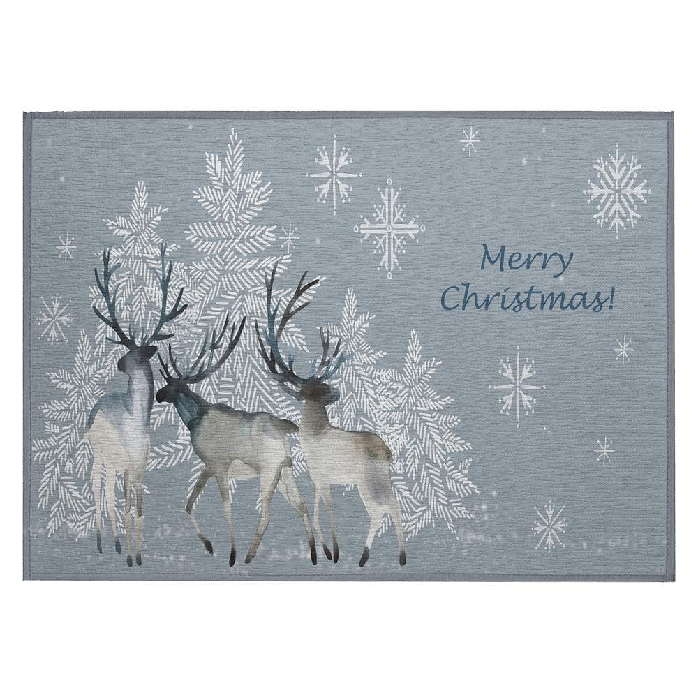 Cozy Winter Gray 1 ft. 8 in. x 2 ft. 6 in. Indoor/Outdoor Washable Area Rug