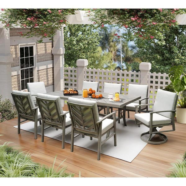Ellis 9-Piece Aluminum Outdoor Dining Set with Sunbrella Cushion