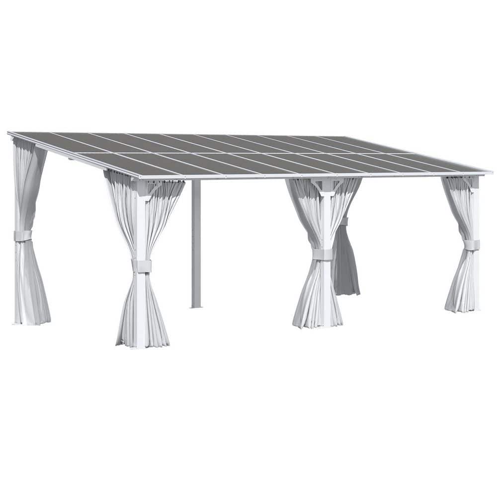 20 ft. x 10 ft. Outdoor Hard Top Gazebo for Patio, Large Wall-Mounted Lean to Pergola with Curtains and Netting, White price history on PriceWatchPro