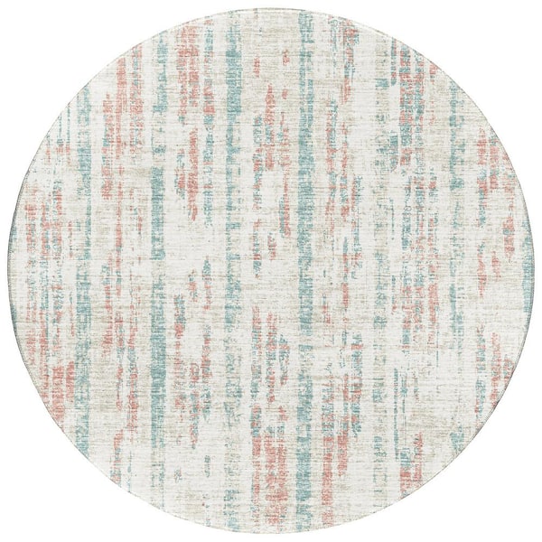 Addison Rugs Rylee Ivory 8 ft. x 8 ft. Geometric Indoor/Outdoor Area Rug