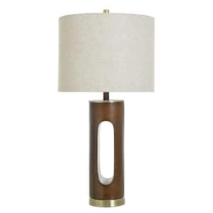 32 in. Brass Candlestick Task And Reading Table Lamp for Living Room with Yellow Cotton Shade