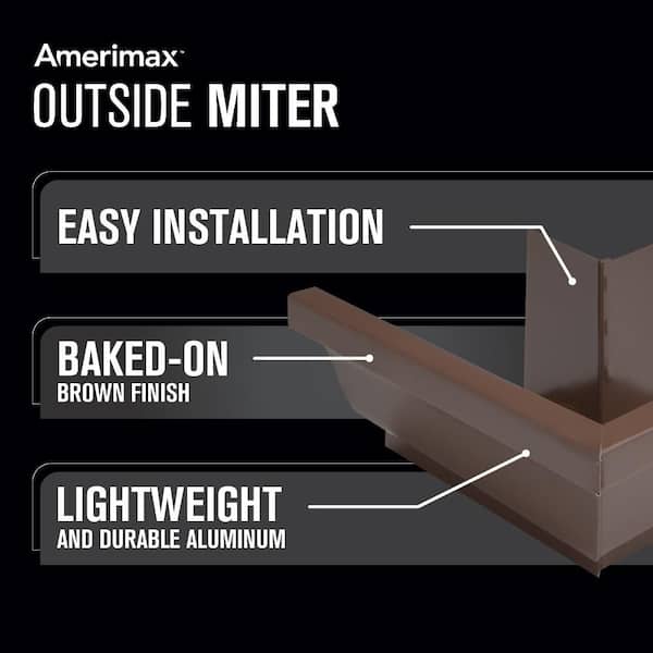 5 in. Brown Aluminum K-Style Outside Gutter Miter
