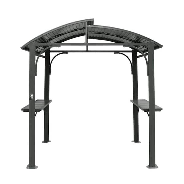 domi outdoor living 8 ft. x 5 ft. Arc Roof Gray Grill Gazebo Gray