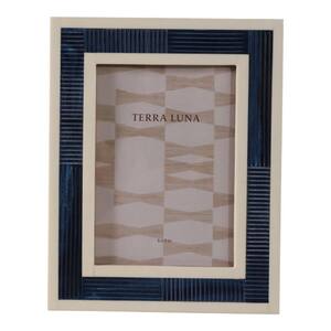 5 in. x 7 in. Blue/White Resin Border Picture Frame