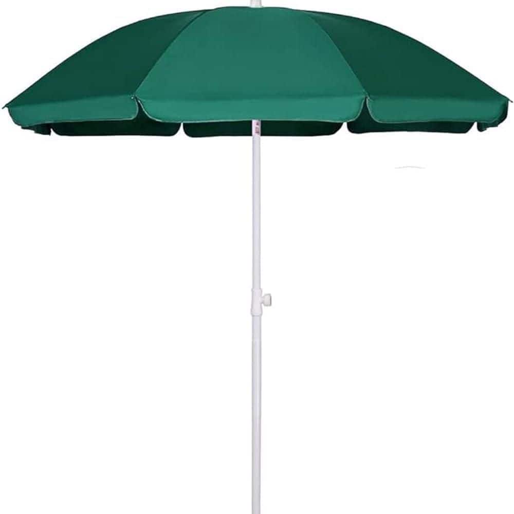 6 ft. Steel Tilt Beach Umbrella in Green